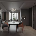 Modern Living Dining Room Interior With Sofa Dining Table Chandelier And Artwork