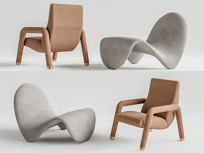 Modern Upholstered Accent Chairs Collection Beige Gray Armless With Arms Unique Design 3d model