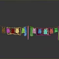 Colored Clothes Hanging On Outdoor Clothesline With Metal Stands On Reflective Surface