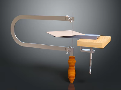 Practical Hardware Saw Tool With Metal Frame Wooden Handle And Sharp Blade 3d model