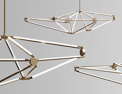 Modern Abstract Pendant Lights Featuring Metallic Geometric Structure For Home Decor 3d model