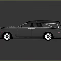 Black Luxury Limousine With Extended Body Chrome Grille And Red Interior