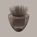 Bonsai Potted Plant with Woven Texture Pot and Slender Dried Grass