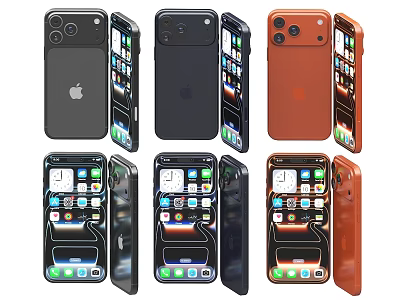 Multiple iPhones In Different Colors With Front And Back Views And Screen 3d model