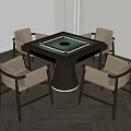 Modern Entertainment Table With Green Surface Golden Center And Four Beige Chairs