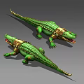 Three Shading Two Crocodile Boss Monster Realistic Reptile Game Wind Hand-painted Wind 3d model