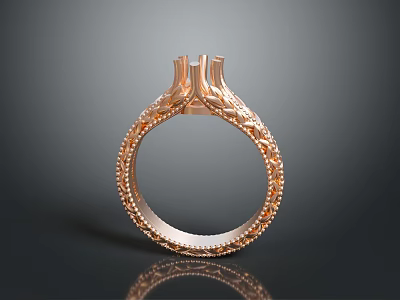 Rose Gold Ring With Intricate Patterns And Shiny Inlaid Details For Daily Use 3d model