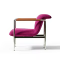 Modern Purple Single Sofa With Soft Upholstered Fabric And Sleek Metal Frame Design