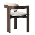 Sleek Minimalist Single Chair With Dark Brown Wooden Frame And Light Beige Padded Seat Armrests