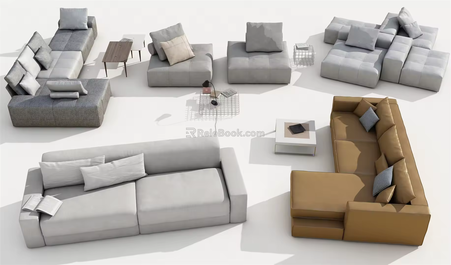 Modern Combination Sofa Coffee Table 3d model