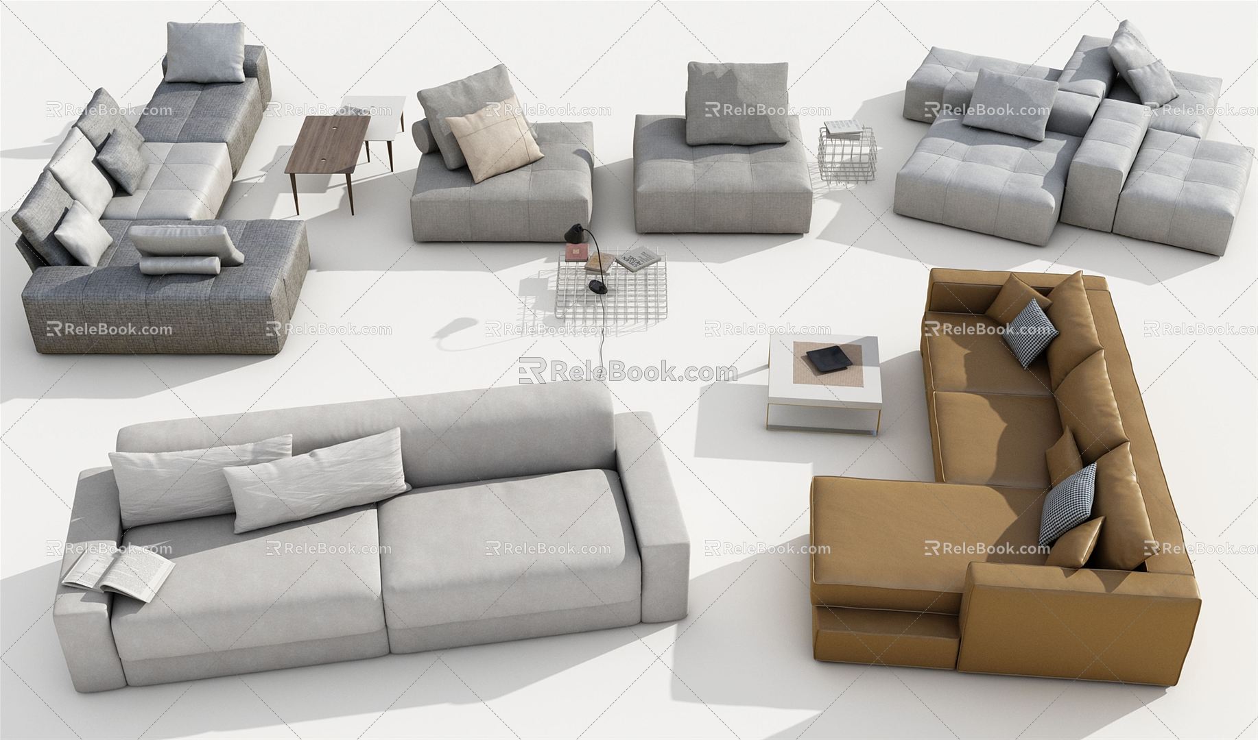 Modern Combination Sofa Sofa Coffee Table 3d model