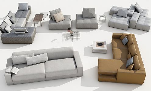 Modern Combination Sofa Coffee Table 3d model