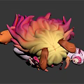 3D Animated Girl Character With Long Orange Hair In Pink Dress
