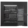 Supermarket Display Shelves Holding Organized Assorted Snacks Beverages And Refrigerated Goods
