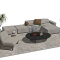 Quiet Sofa Tea Table Combination Sofa Coffee Table 3d model