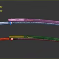 Traditional Katana Swords With Orange Black Handles And Red Accent Patterns