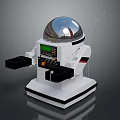 Game And Movie Character Robot With White Body Transparent Dome Head Control Panel And Antenna