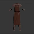 Elegant Brown Long Robe With Short Sleeves Belt And Matching Boots Design 3d model