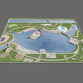 Park Landscape Design With Large Central Lake Curved Paths And Green Lawns