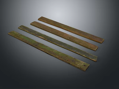 Rusted Metal Strips With Green Brown Patina Arranged On Dark Background Surface 3d model