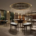 Luxury Jewelry Store Interior With Crystal Chandelier And Glass Display Cases