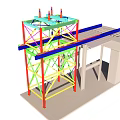 Colorful Structural Framework Construction Model With Blue Platform And Supporting Structures