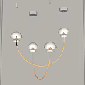 Minimalist Modern Chandelier With White Mushroom Shades And Golden Illuminated Lines