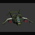 Detailed Green Spacecraft Model With Wings Engines And Cockpit Design