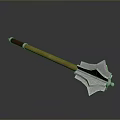 Medieval War Hammer With Wooden Handle And Metal Spiked Head Design