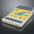 Vintage Handheld Computer Device With Yellow Screen And Control Buttons