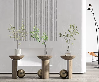Modern Vase Bonsai Green Plant Combination 3d model