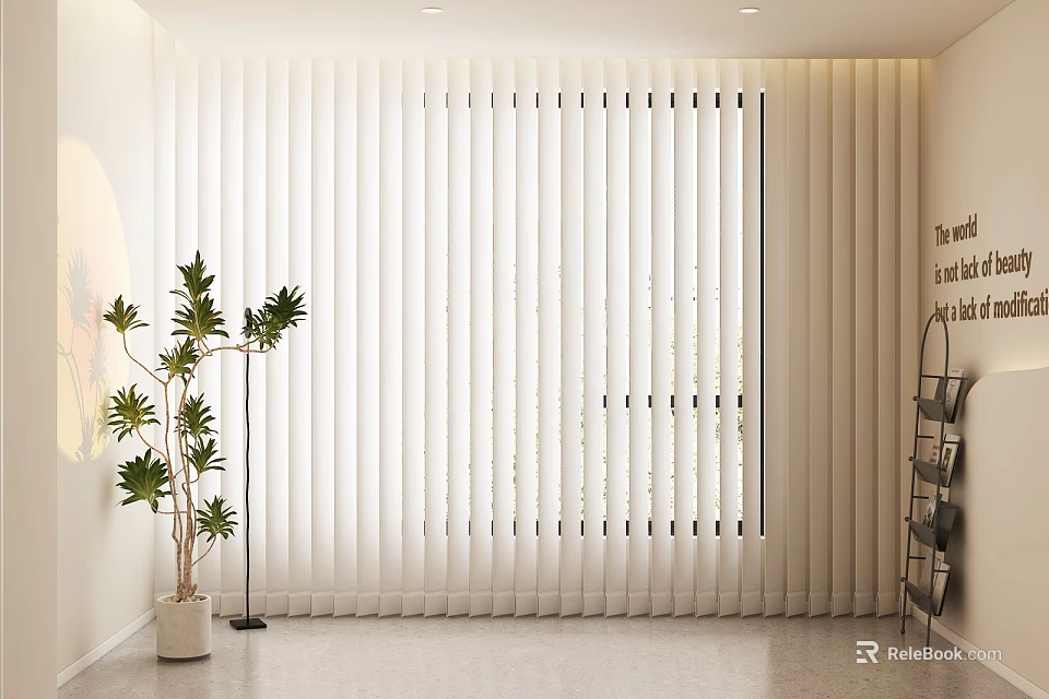 White Vertical Blinds For Modern Room Interior With Light Filtering And Sleek Design 3d model 