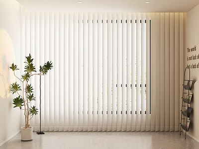 White Vertical Blinds For Modern Room Interior With Light Filtering And Sleek Design 3d model