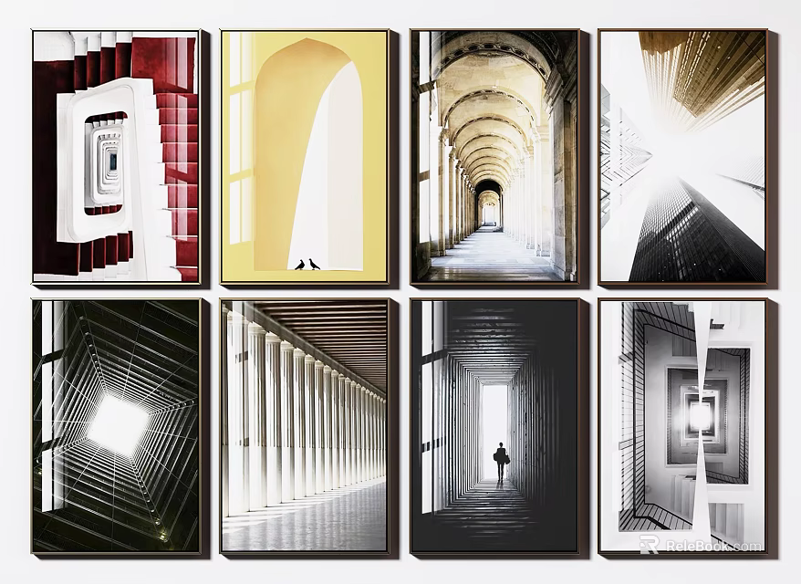 Architectural Space Collection Featuring Staircases Arches Corridors And Light Effects 3d model