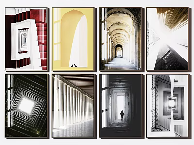 Architectural Space Collection Featuring Staircases Arches Corridors And Light Effects 3d model