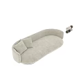 Modern White And Brown Curved Multi seat Sofa With Upholstered Design And Pillows