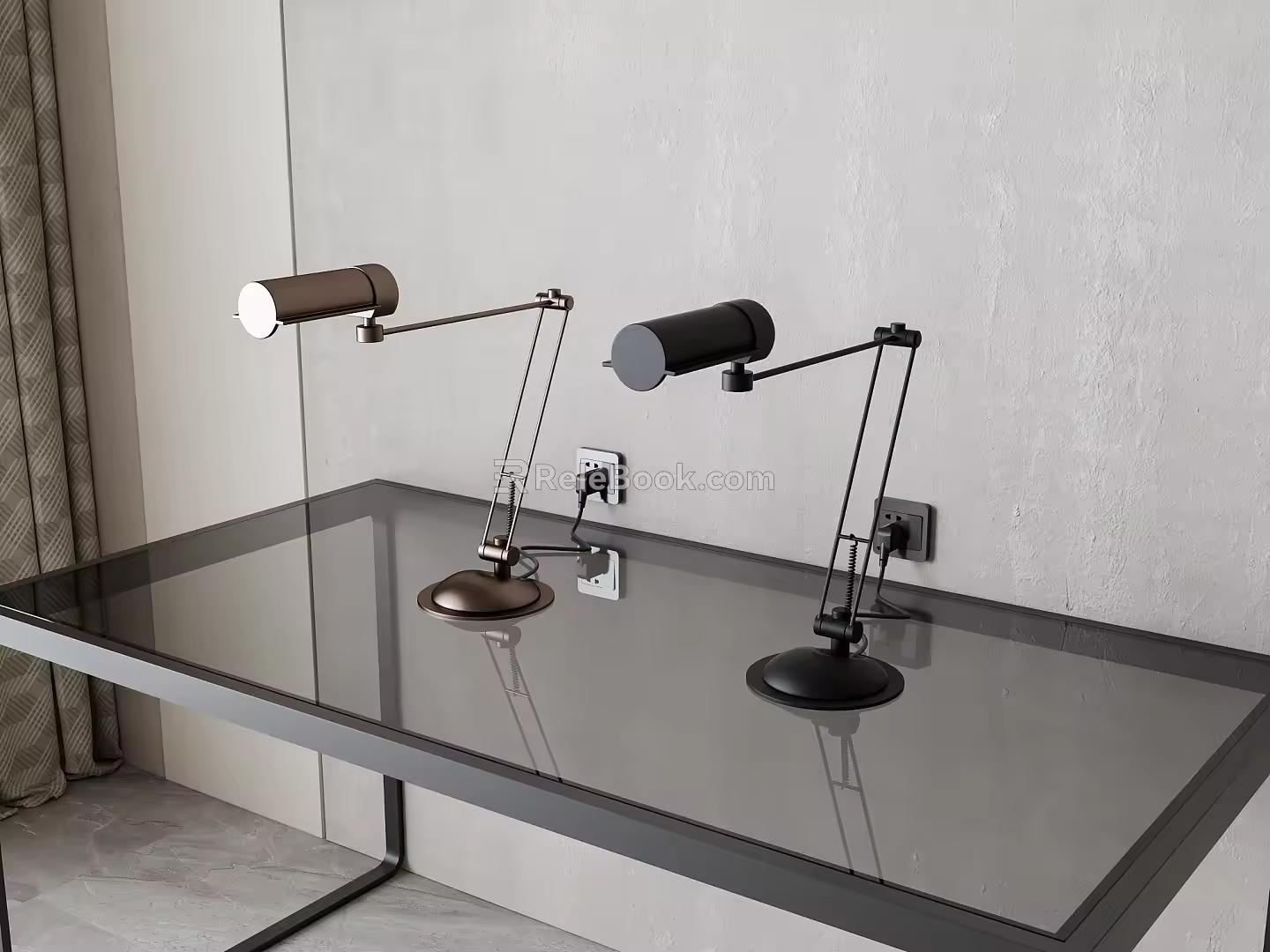 Modern metal table lamp combination 3d model