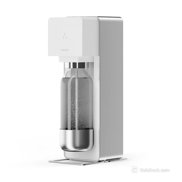 Smart Water Dispensing Machine With Transparent Bottle And Modern White Exterior Design 3d model 