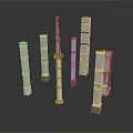Architectural Column Models Featuring Various Styles Stone Brick And Gold Accents