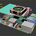 Electronic Circuit Board with Cooling Fan and Embedded System Module Featuring USB HDMI Ports