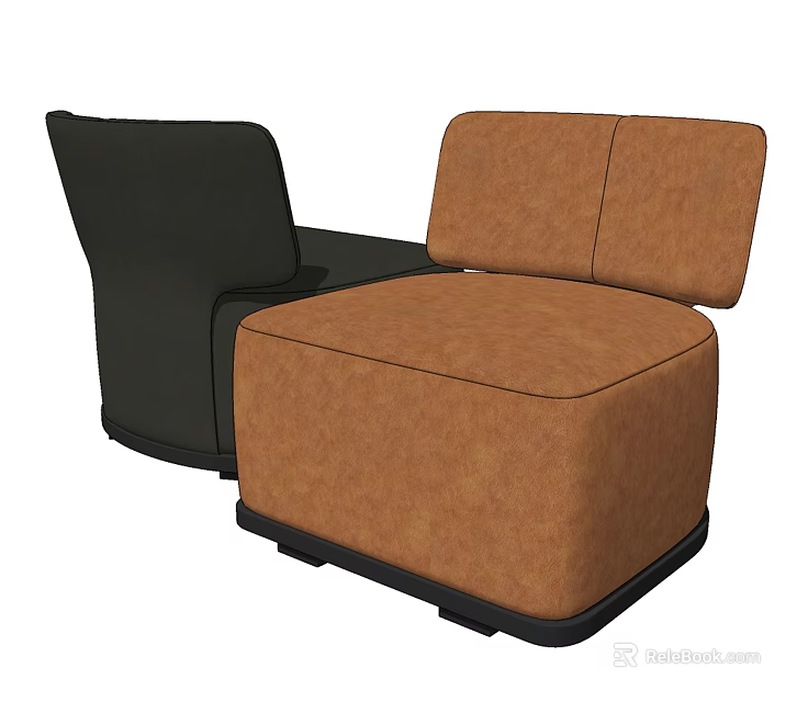 Comfortable Modern Single Sofa In Brown Fabric With Minimalist Design 3d model