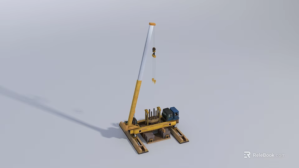 Yellow Mobile Crane With Extended Boom And Stable Base For Construction Sites 3d model