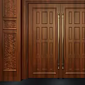 European-style double-door double-open carved solid wood opposite door 3d model
