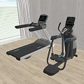 Modern Indoor Fitness Equipment Treadmill And Elliptical Trainer With Digital Displays For Home Gym Use