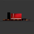 Red Chocolate Gift Box With Star Design And Assorted Chocolate Pieces On Dark Table