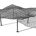 Contemporary Wavy Pergola Structure With Metal Lattice Roof And Support Columns