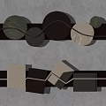 Artistic Wall Decor Featuring Circular Wavy And Geometric Shapes In Neutral Tones