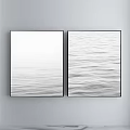 Two Panel Black And White Landscape Painting With Ocean Waves Ripple Texture 3d model