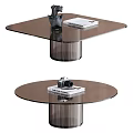 Modern Glass Coffee Table With Transparent Cylindrical Legs Magazines And Eyeglasses