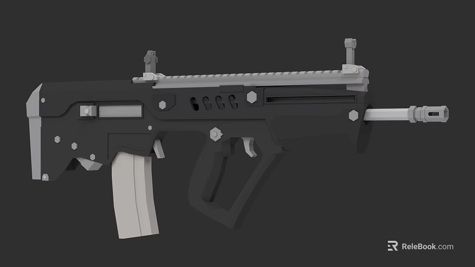 3D Model Black Rifle With Magazine Scope Rail And Metal Components 3d model